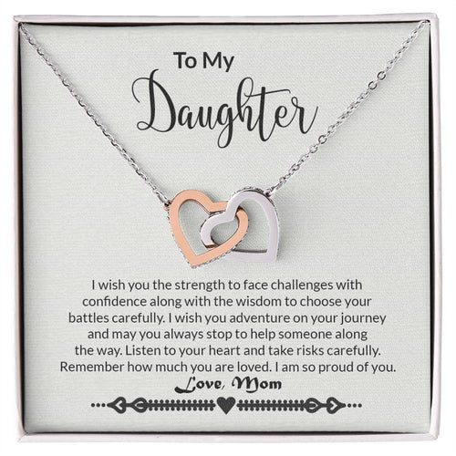 Daughter Strength Interlocking Hearts Necklace