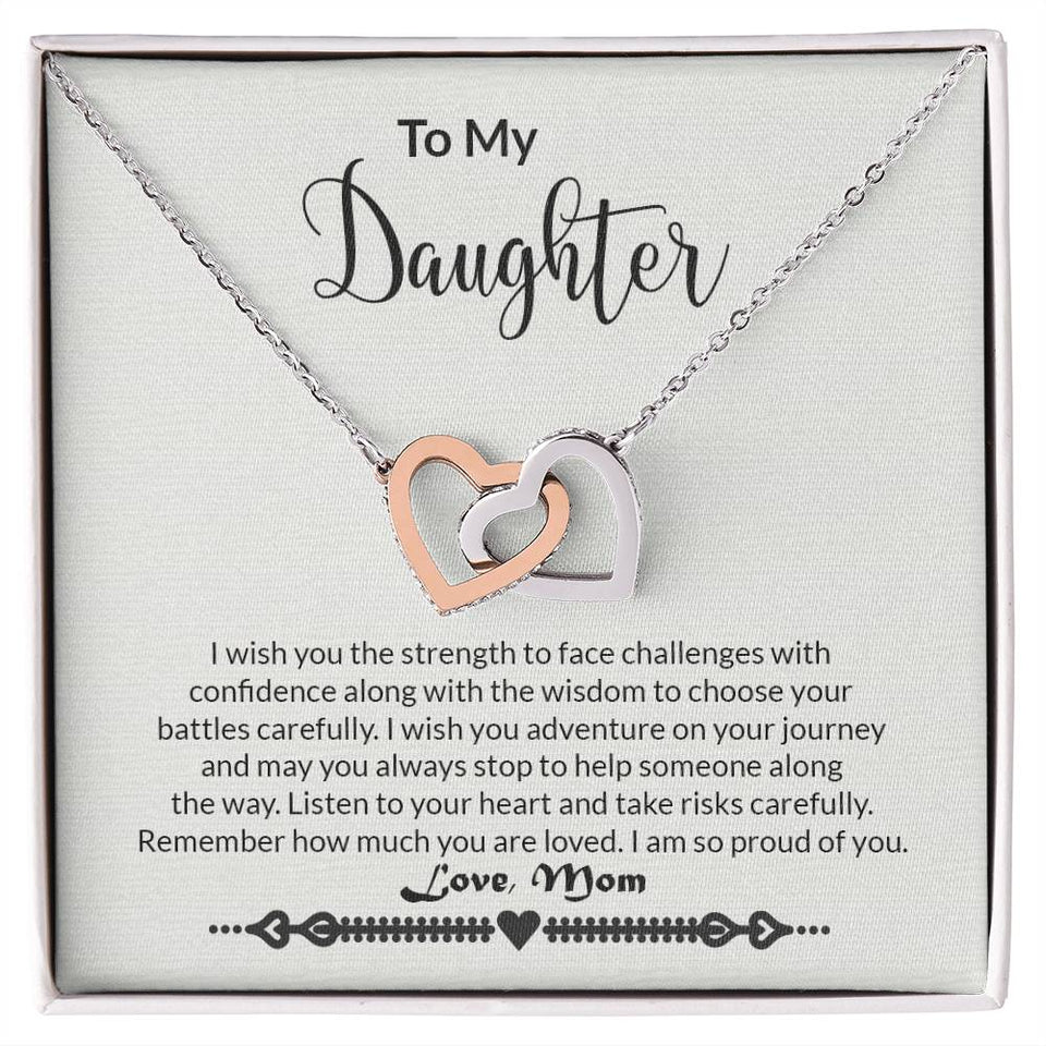 Daughter Strength Interlocking Hearts Necklace