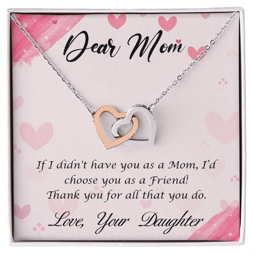 Dear Mom, Thank You Mom necklace, Interlocking Hearts Necklace