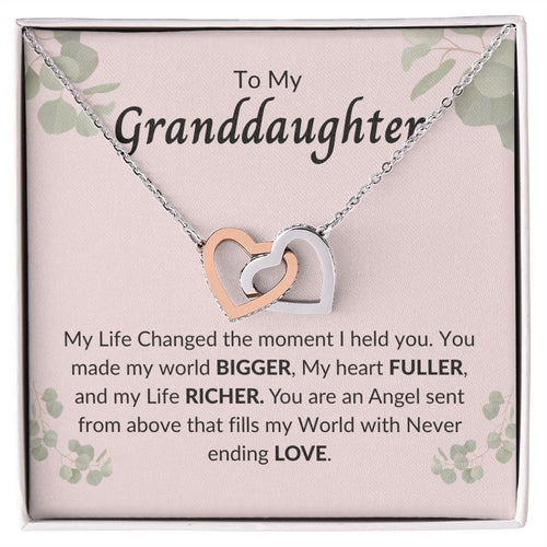 To My Granddaughter- Interlocking hearts Necklace