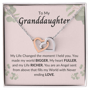 To My Granddaughter- Interlocking hearts Necklace