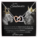 To My Soulmate - Interlocking Hearts Necklace - Hand in Hand Gift For Mom, necklace For Wife, Gift For Mother's Day