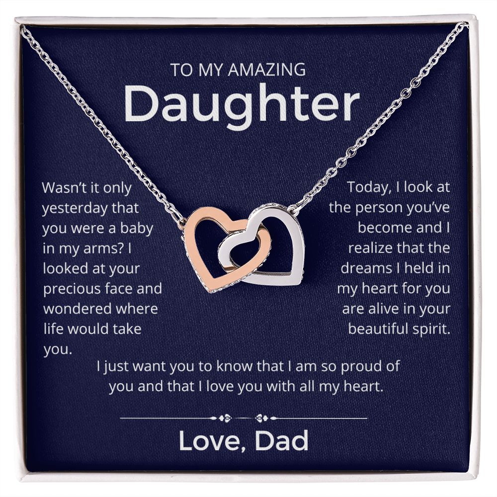 So Proud Of You - Interlocking Hearts Necklace For Daughter