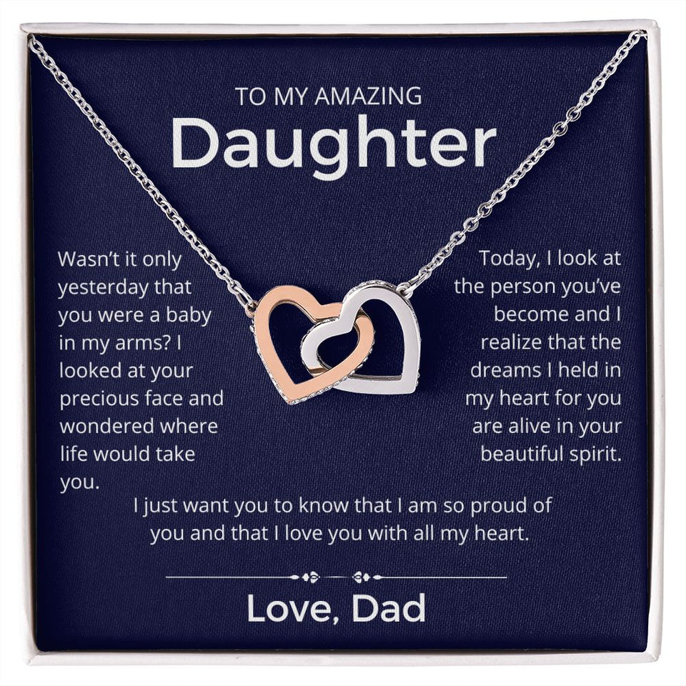 So Proud Of You - Interlocking Hearts Necklace For Daughter
