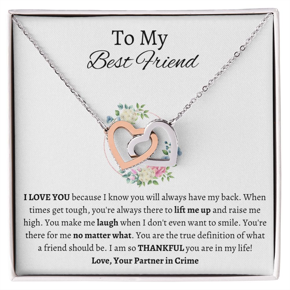 To My Best Friend - Interlocking Hearts Necklace - Partner in Crime Gift For Mom, necklace For Wife, Gift For Mother's Day