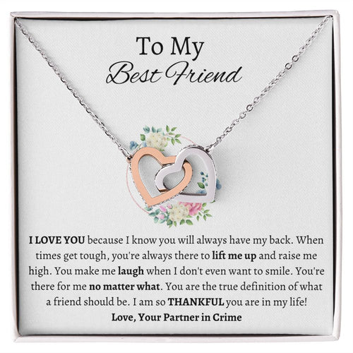 To My Best Friend - Interlocking Hearts Necklace - Partner in Crime Gift For Mom, necklace For Wife, Gift For Mother's Day