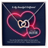 To My Girlfriend Be My Valentine Interlocking Hearts Necklace