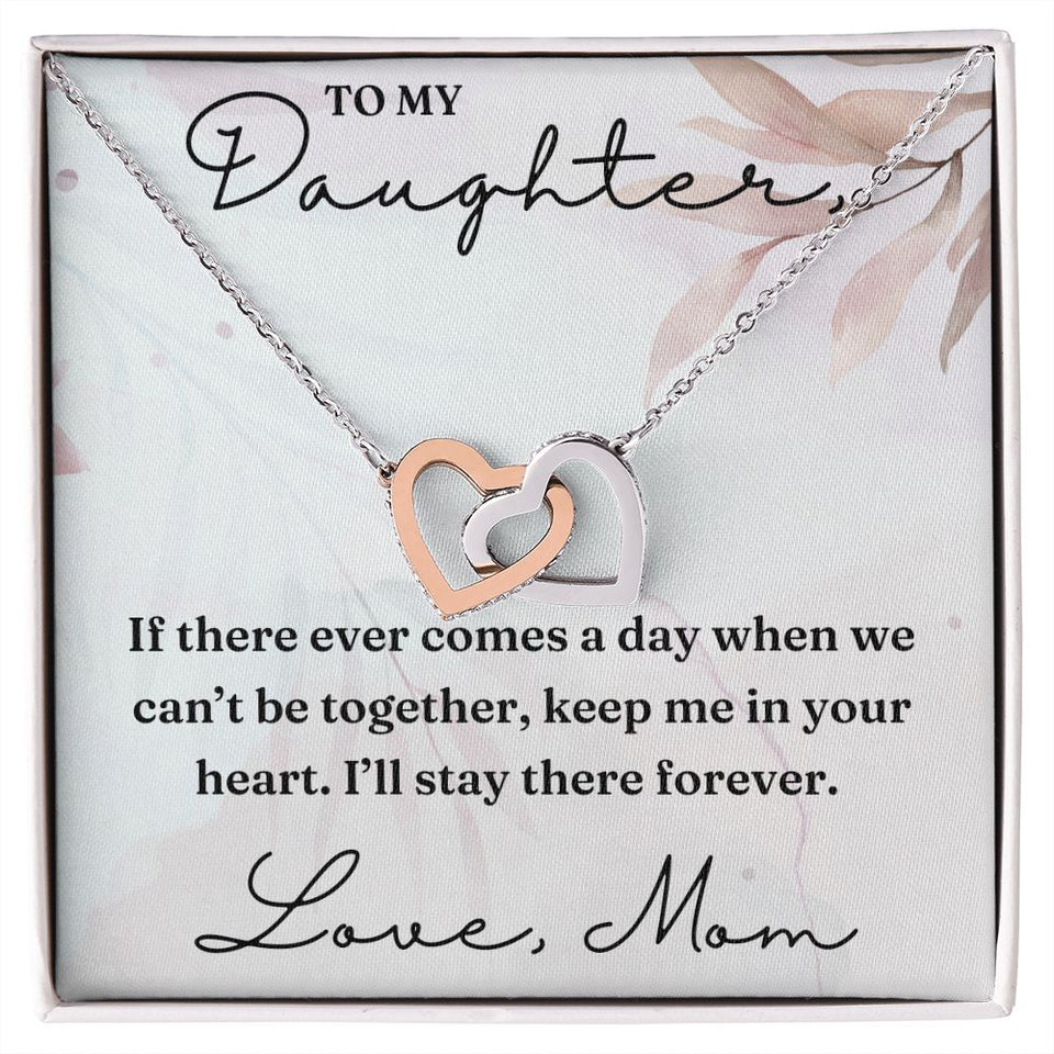 Keep Me In Your Heart - Interlocking Hearts Necklace For Daughter