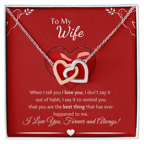 To My Wife - Interlocking Hearts Necklace - Two Doves Gift For Mom, necklace For Wife, Gift For Mother's Day