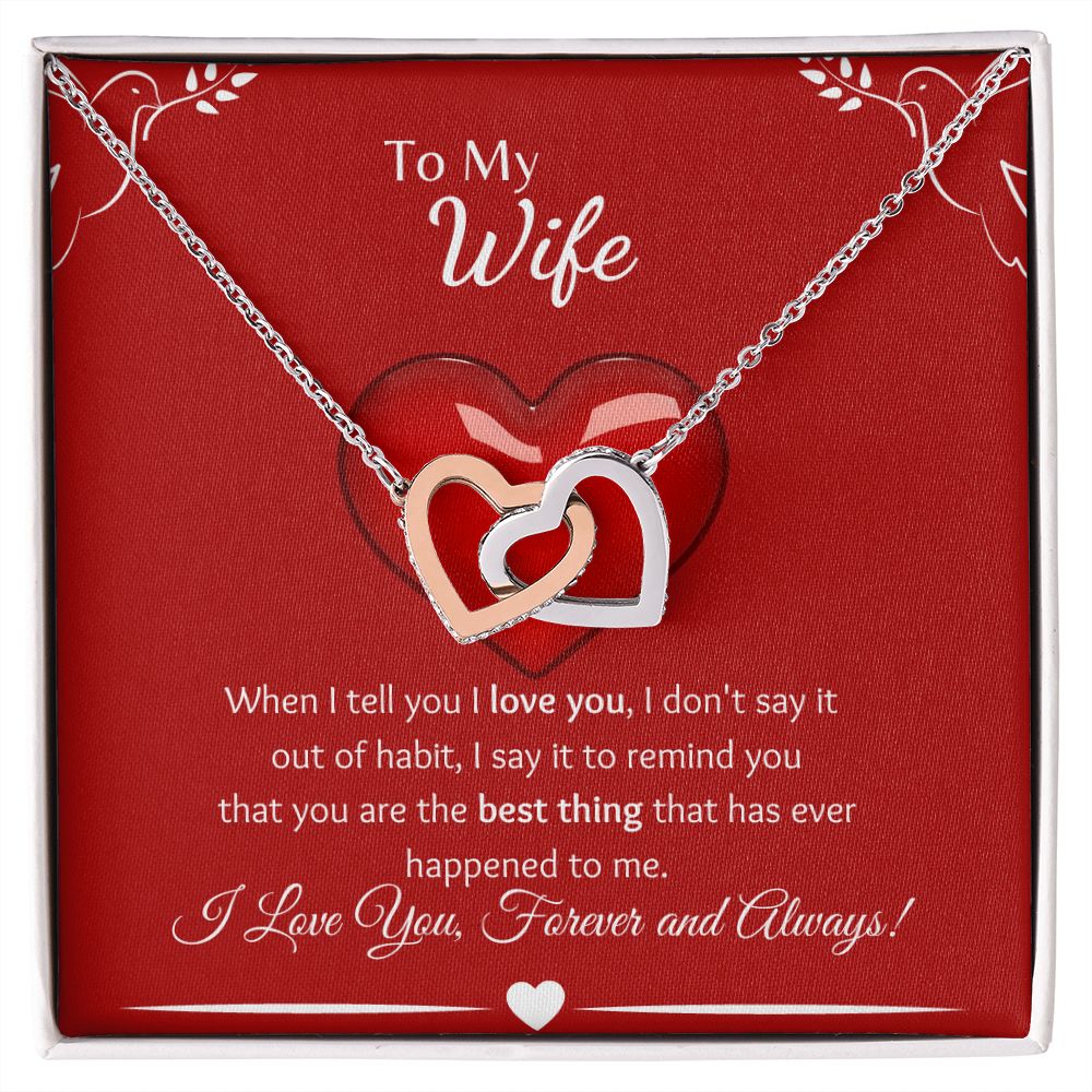To My Wife - Interlocking Hearts Necklace - Two Doves Gift For Mom, necklace For Wife, Gift For Mother's Day