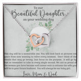Beautiful Daughter on Your Wedding Day Interlocking Hearts Necklace