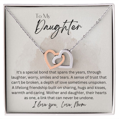 To My Daughter From Mom Interlocking Hearts Necklace Gift For Mom, necklace For Wife, Gift For Mother's Day