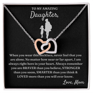 Right There In Your Heart - Interlocking Hearts Necklace For Daughter