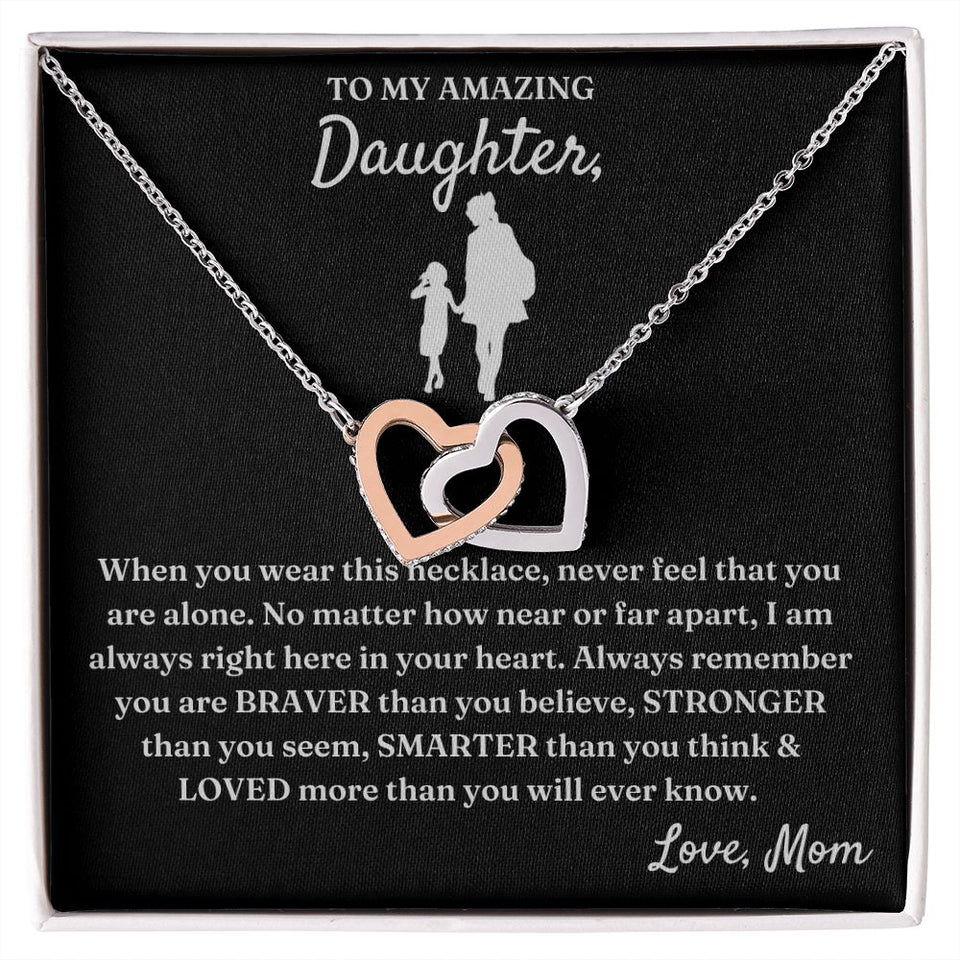 Right There In Your Heart - Interlocking Hearts Necklace For Daughter