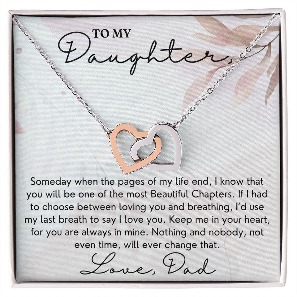 Most Beautiful Chapter Of My Life - Interlocking Hearts Necklace For Daughter