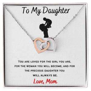 To My Daughter - Interlocking Hearts Necklace Mother & Daughter Cutout