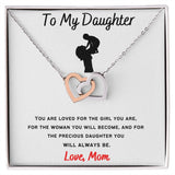 To My Daughter - Interlocking Hearts Necklace Mother & Daughter Cutout