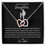 To My Amazing Daughter necklace, In My Heart - Interlocking Hearts Necklace For Daughter