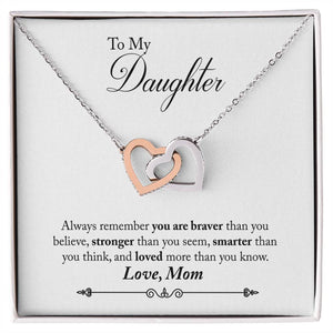 Daughter Always Remember Interlocking Hearts Necklace
