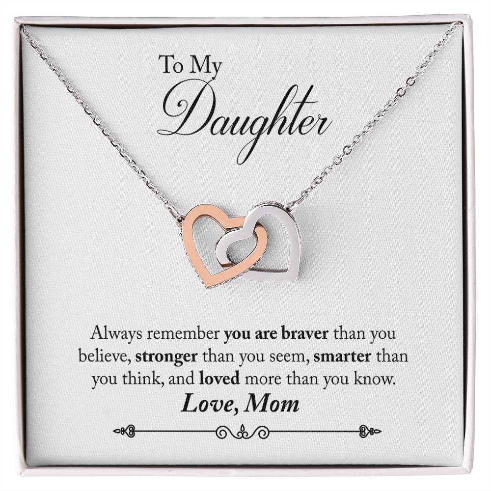 Daughter Always Remember Interlocking Hearts Necklace