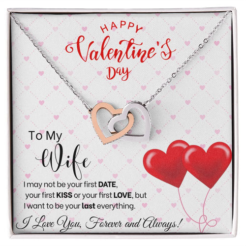 To My Wife - Interlocking Hearts Necklace - Red Balloons Gift For Mom, necklace For Wife, Gift For Mother's Day