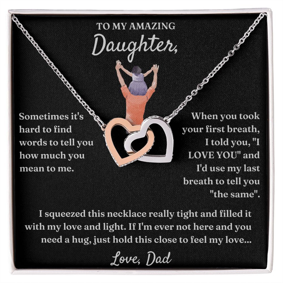 How Much You Mean To Me - Interlocking Hearts Necklace For Daughter