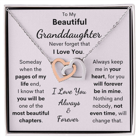 To My Beautiful Granddaughter Necklace, Someday When The Pages Of My Life End, Interlocking Hearts Necklace, Necklace for Granddaughter