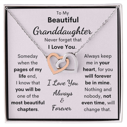 To My Beautiful Granddaughter Necklace, Someday When The Pages Of My Life End, Interlocking Hearts Necklace, Necklace for Granddaughter