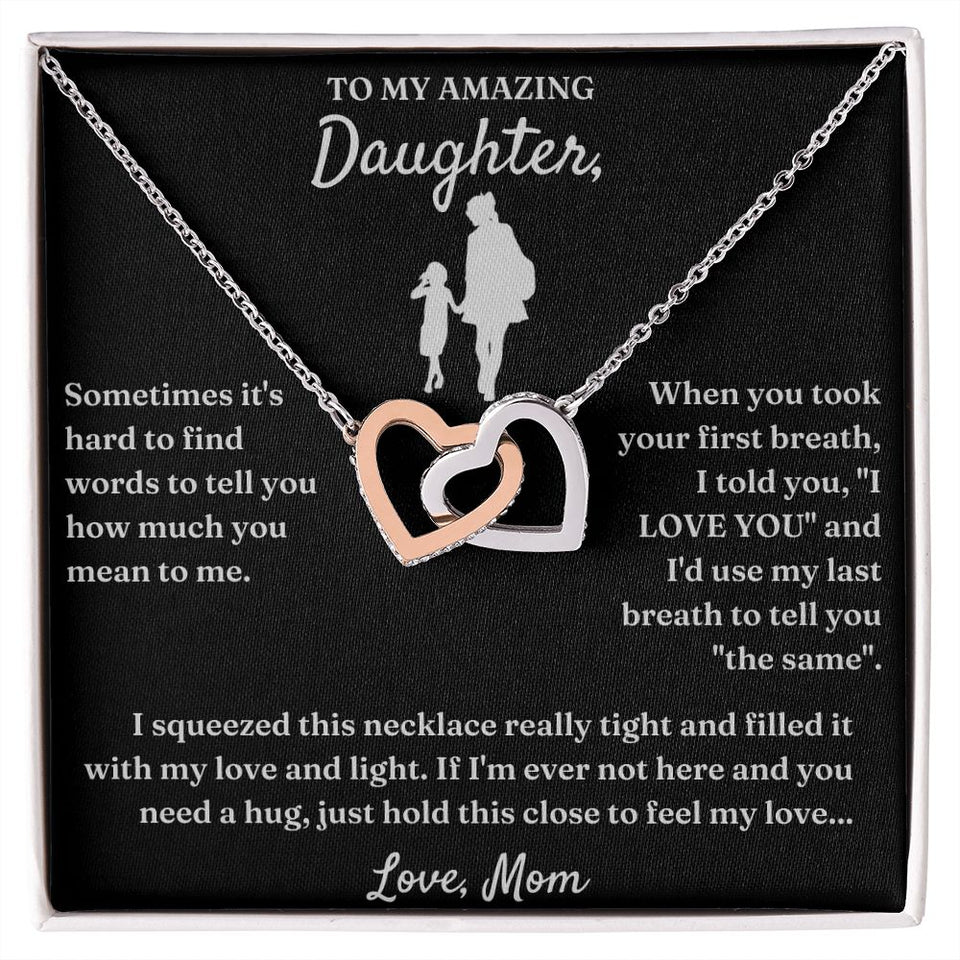 Hard To Find Words - Interlocking Hearts Necklace For Daughter