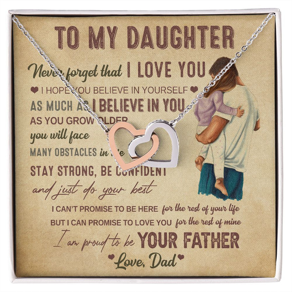 To My Daughter | Never Forget That I Love You | Interlocking Hearts Necklace | Anniversary Gift