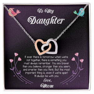 To My Daughter Love Mom Interlocking Hearts Necklace