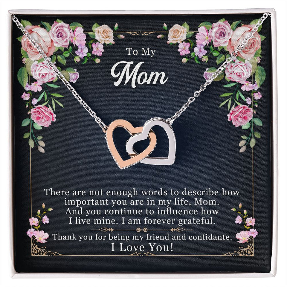 To My Mom necklace, Forever Grateful to Mom | Interlocking Hearts Necklace