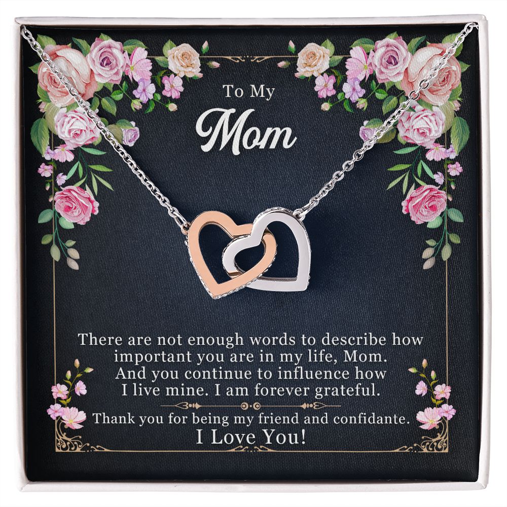 To My Mom necklace, Forever Grateful to Mom | Interlocking Hearts Necklace
