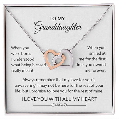 Granddaughter When You Were Born | Gift For Your Granddaughter | Interlocking Hearts necklace
