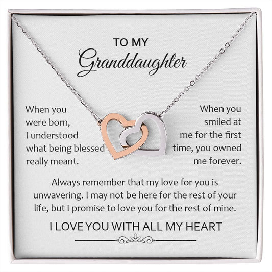 Granddaughter When You Were Born | Gift For Your Granddaughter | Interlocking Hearts necklace