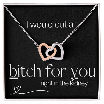 I Would Cut - Interlocking Hearts Necklace - Black Gift For Mom, necklace For Wife, Gift For Mother's Day