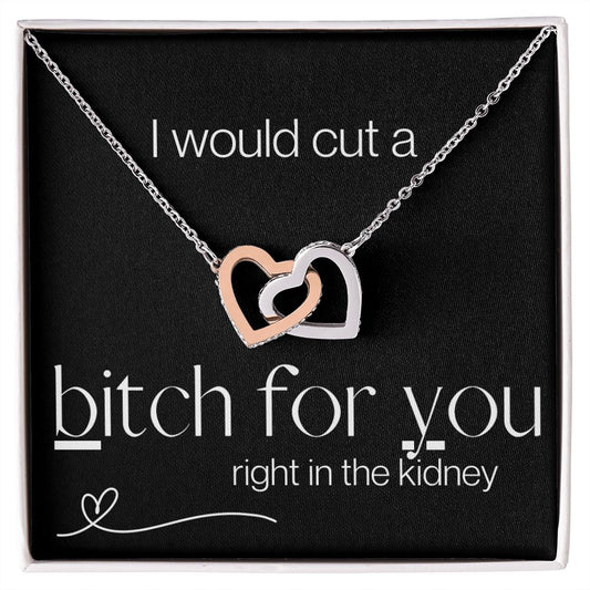 I Would Cut - Interlocking Hearts Necklace - Black Gift For Mom, necklace For Wife, Gift For Mother's Day