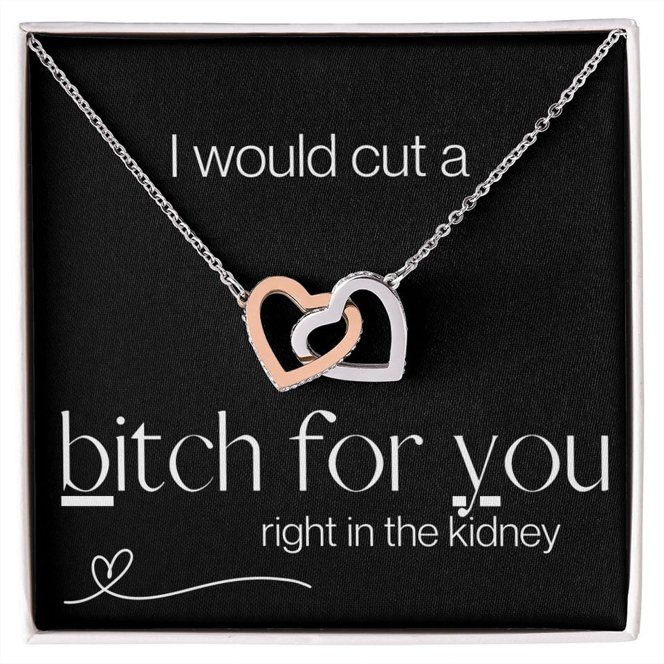 I Would Cut - Interlocking Hearts Necklace - Black Gift For Mom, necklace For Wife, Gift For Mother's Day