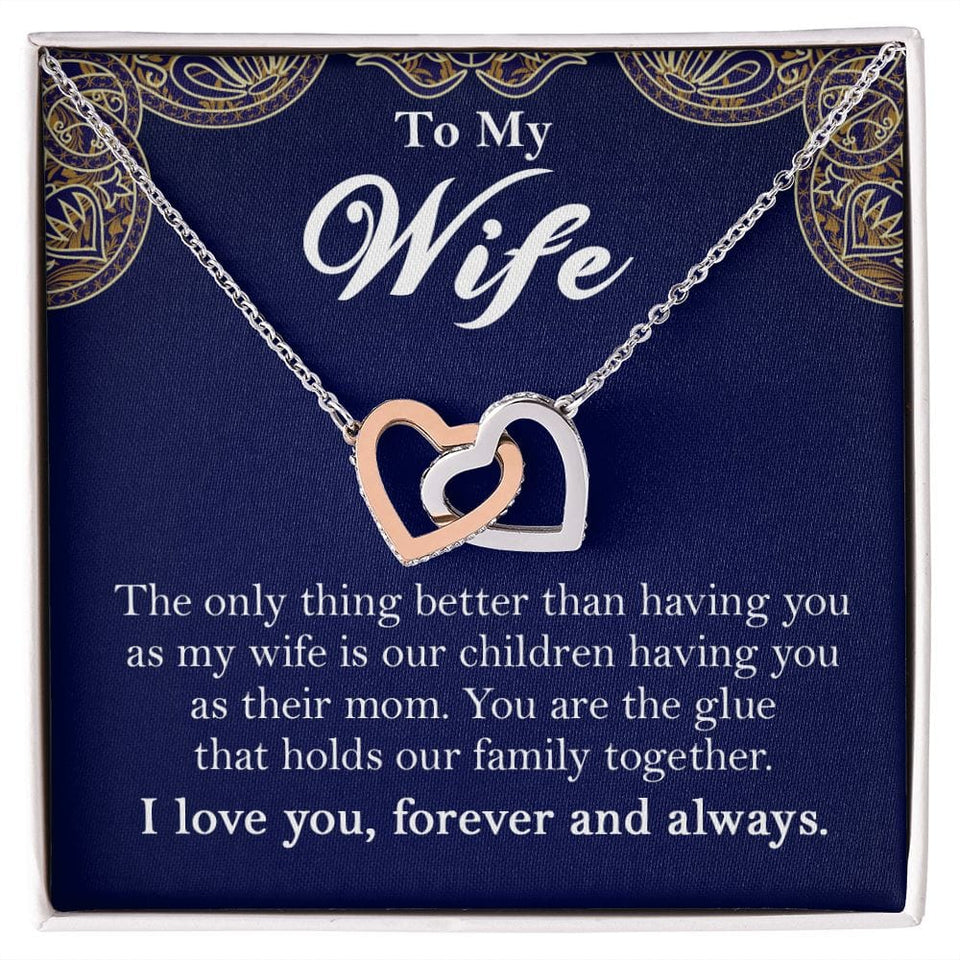 To My Wife Interlocking Hearts Rose Gold Necklace Gift From Husband