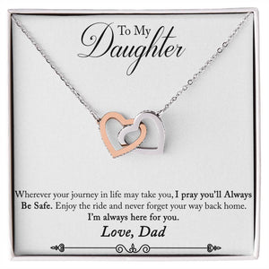 Daughter Never Forget Your Way Back Home Interlocking Hearts Necklace