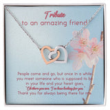 Tribute To An Amazing Friend Interlocking Hearts Necklace