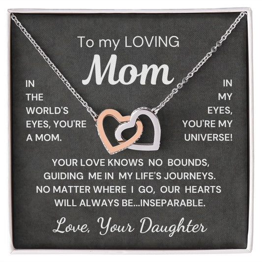 Gift for Mom from Daughter Inseparable Hearts Interlocking Hearts Necklace