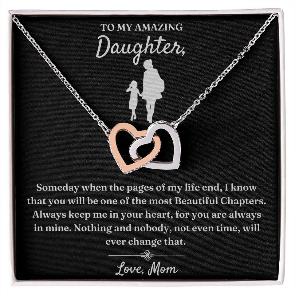One Of The Most Beautiful Chapters - Interlocking Hearts Necklace For Daughter