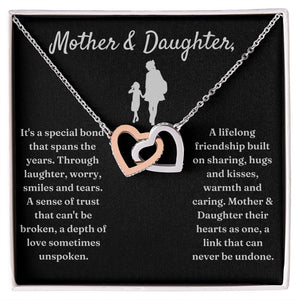 Special Bond That Spans The Years - Interlocking Hearts Necklace For Daughter