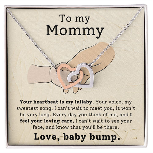 To My Mommy - Your Heartbeat Is My Lullaby Interlocking Hearts Necklace