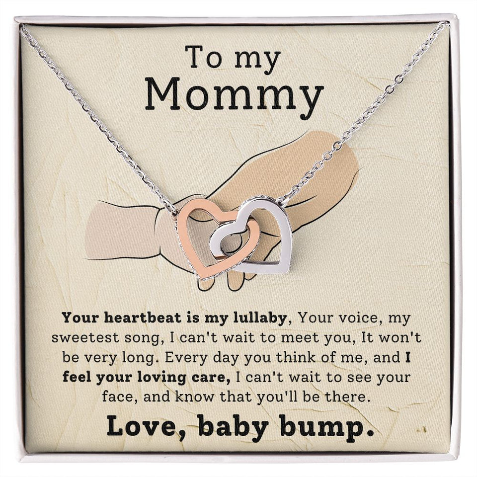 To My Mommy - Your Heartbeat Is My Lullaby Interlocking Hearts Necklace