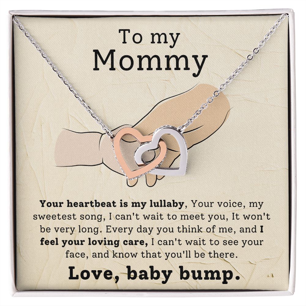To My Mommy - Your Heartbeat Is My Lullaby Interlocking Hearts Necklace