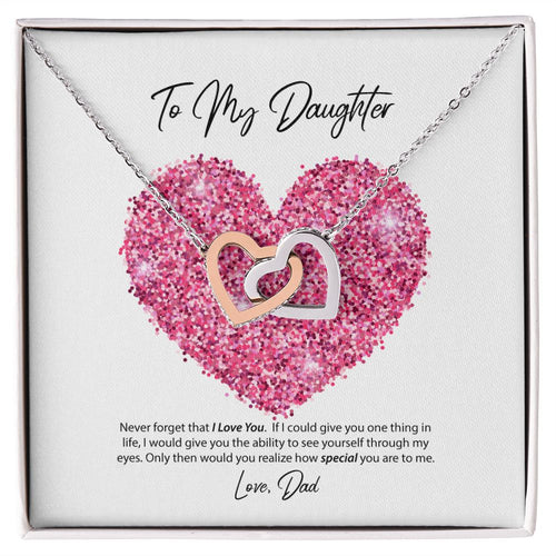 To My Daughter Love Dad Interlocking Hearts Necklace