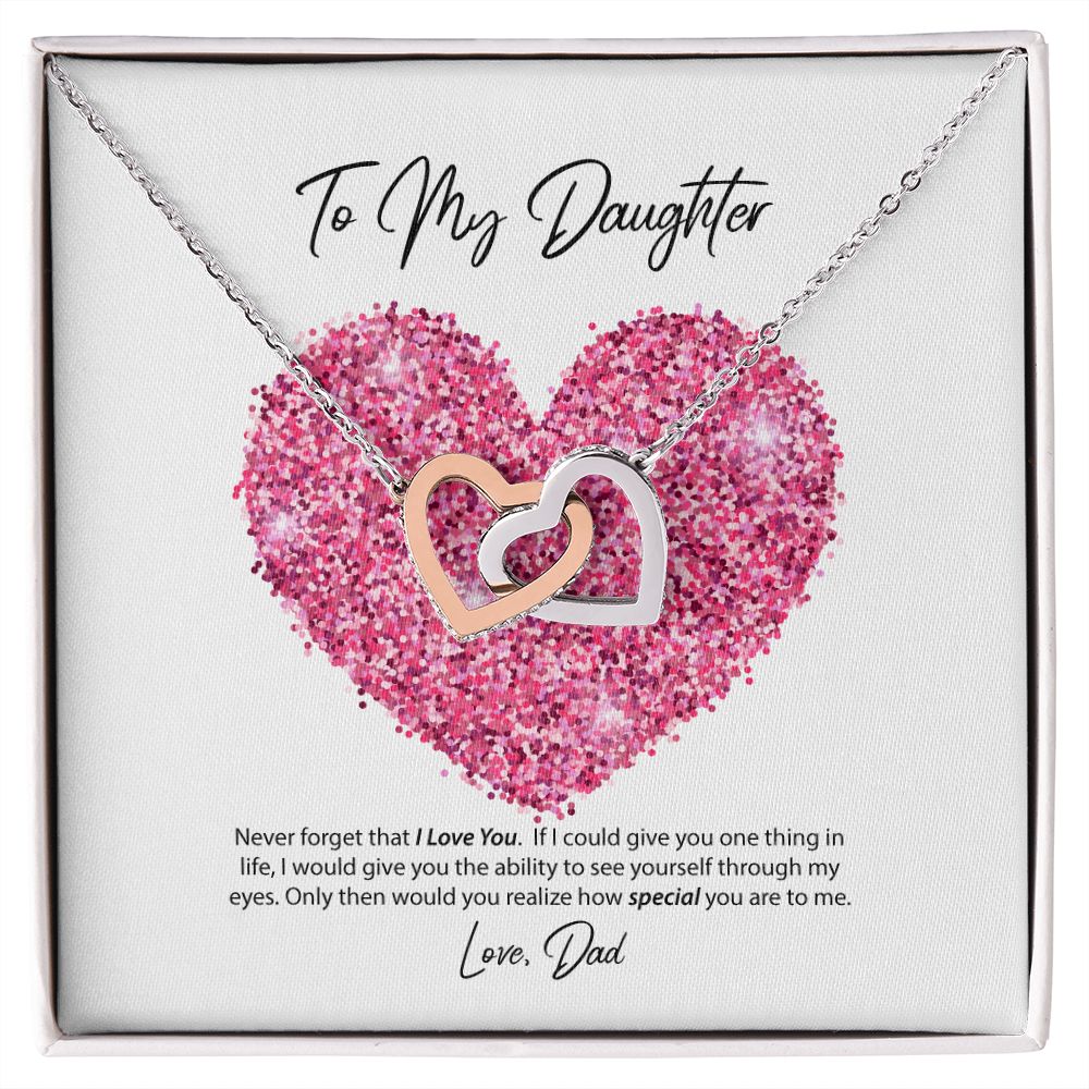To My Daughter Love Dad Interlocking Hearts Necklace