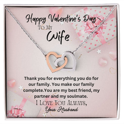 Happy Valentine's Day To My Wife Interlocking Hearts Necklace Gift For Mom, necklace For Wife, Gift For Mother's Day